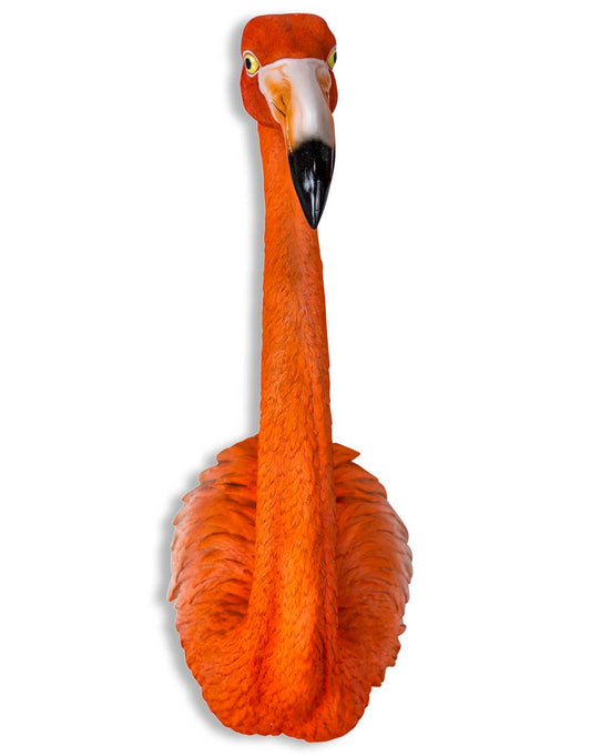 Grote flamingo wanddecoratie van polyresin – XL formaat