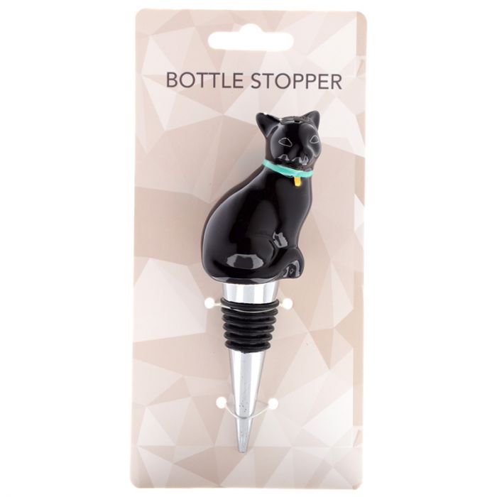 Flessenstop Zwarte Kat – Wijnaccessoire Keramiek