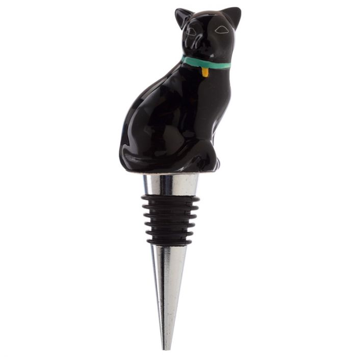 Flessenstop Zwarte Kat – Wijnaccessoire Keramiek