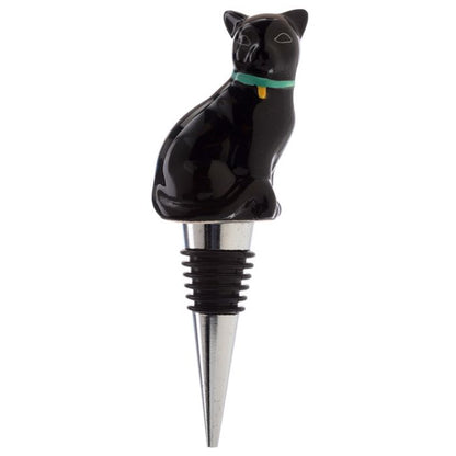 Flessenstop Zwarte Kat – Wijnaccessoire Keramiek