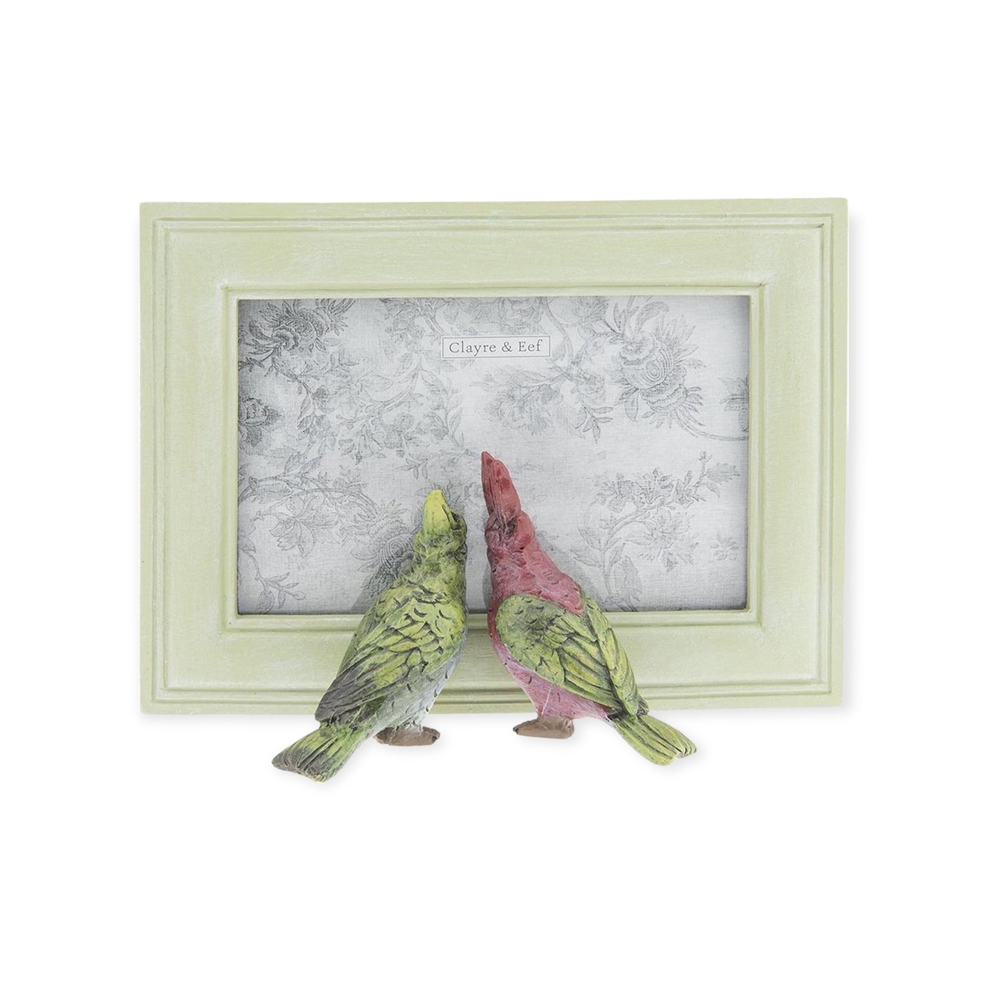 Groene fotolijst met twee vogeltjes – Clayre & Eef woondecoratie