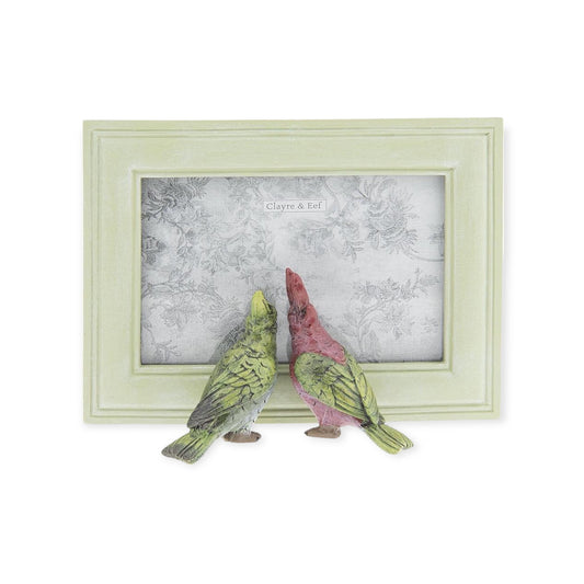 Groene fotolijst met twee vogeltjes – Clayre & Eef woondecoratie