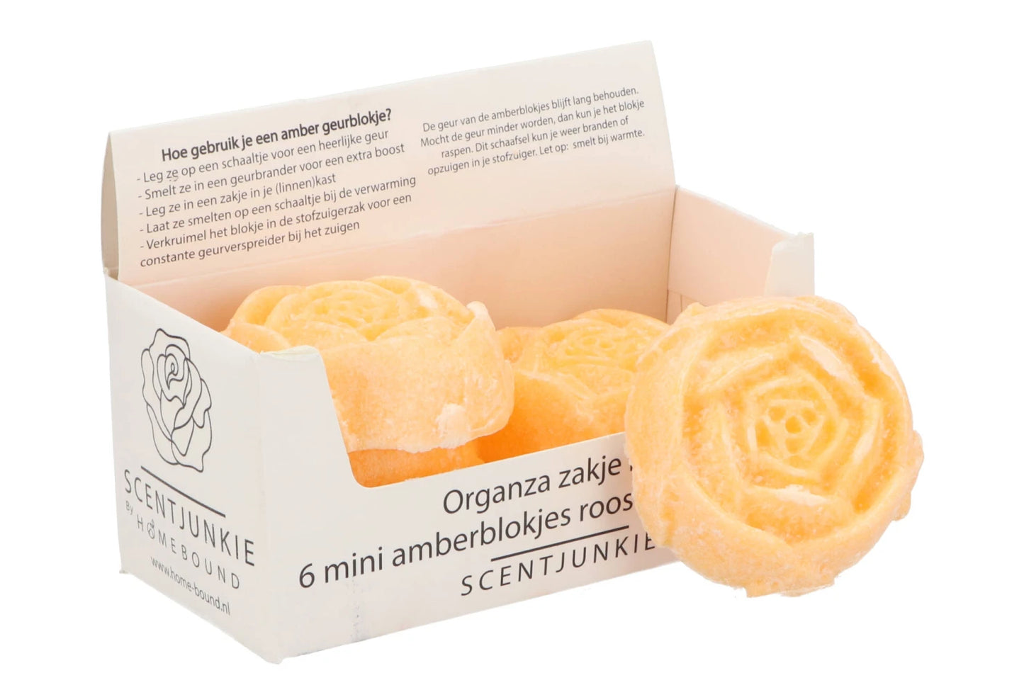 Amberblokje Roos Baby Powder – Scentjunkie – Luxe geurblokje geel/oranje