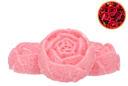 Roze amberblokje in roosvorm met romantische rozengeur – decoratief geurblokje