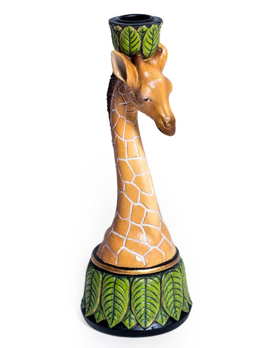Giraffe kandelaar van polyresin – kleurrijke tafeldecoratie