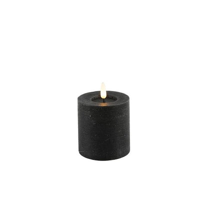 Schwarze LED-Stumpenkerzen – Luxus-Wachskerzen Ø 7,5 cm in 4 Größen