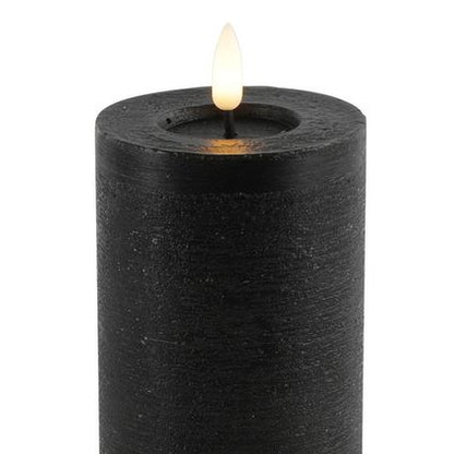 Schwarze LED-Stumpenkerzen – Luxus-Wachskerzen Ø 7,5 cm in 4 Größen