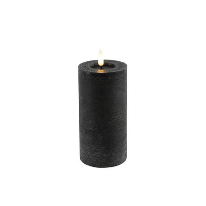Schwarze LED-Stumpenkerzen – Luxus-Wachskerzen Ø 7,5 cm in 4 Größen
