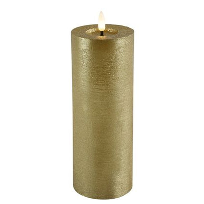 Goldene LED-Stumpenkerzen – Luxus-Wachskerzen Ø 7,5 cm in 4 Größen