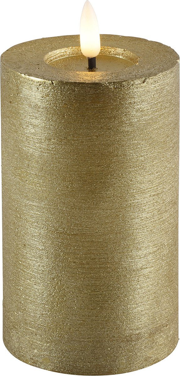 Goldene LED-Stumpenkerzen – Luxus-Wachskerzen Ø 7,5 cm in 4 Größen