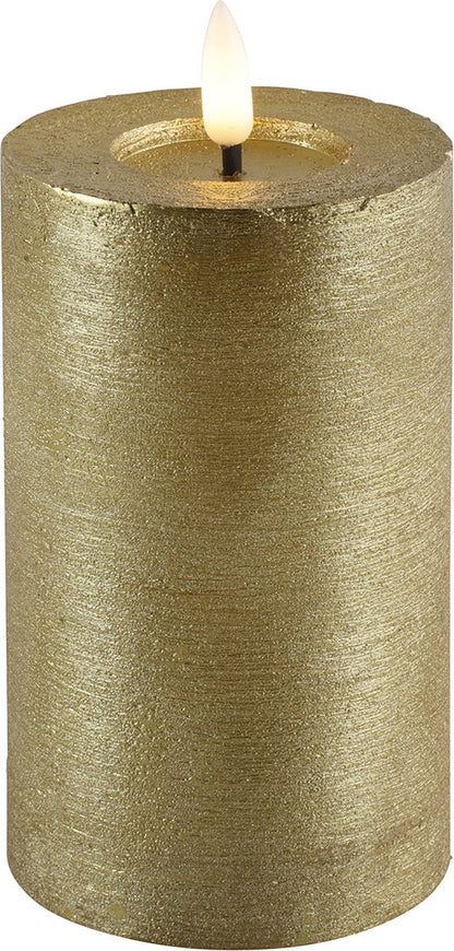 Goldene LED-Stumpenkerzen – Luxus-Wachskerzen Ø 7,5 cm in 4 Größen