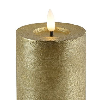 Goldene LED-Stumpenkerzen – Luxus-Wachskerzen Ø 7,5 cm in 4 Größen