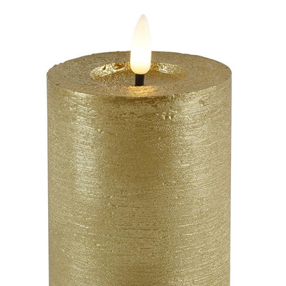 Goldene LED-Stumpenkerzen – Luxus-Wachskerzen Ø 7,5 cm in 4 Größen