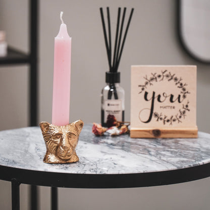 Small Golden Panther Candlestick – Compact &amp; Chic