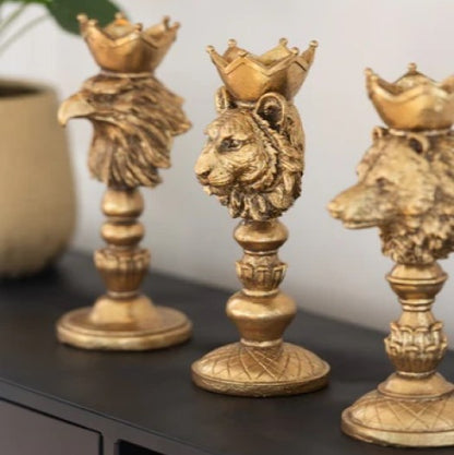 Gouden Kandelaar – Dierenhoofd Beer/Adelaar/Tijger