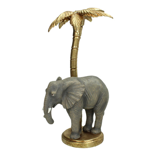  Olifant kandelaar onder gouden palmboom – exotische woondecoratie