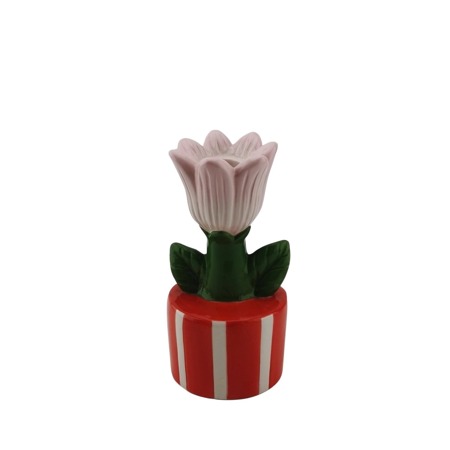 Tulip Candle Holder in Striped Pot – Ceramic | in 3 colors