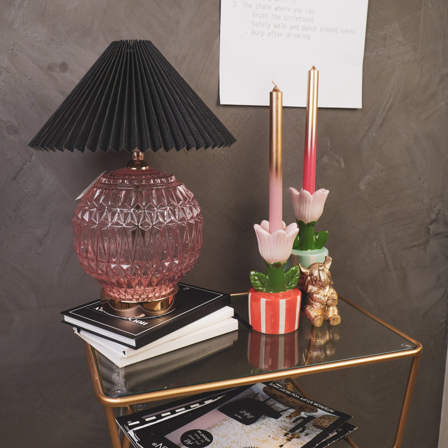 Tulip Candle Holder in Striped Pot – Ceramic | in 3 colors