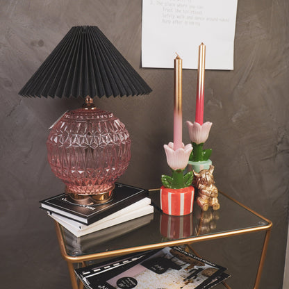 Tulip Candle Holder in Striped Pot – Ceramic | in 3 colors