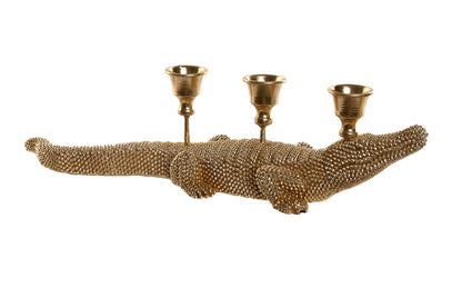 Gouden Krokodil Kandelaar – 3 Kaarshouders