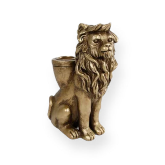 Gouden leeuw kandelaar 15 cm – luxe dinerkaars houder decoratie