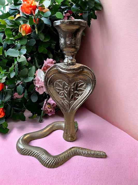 Gouden Kandelaar Cobra – Slangdecoratie 15x20 cm | Krokomingo