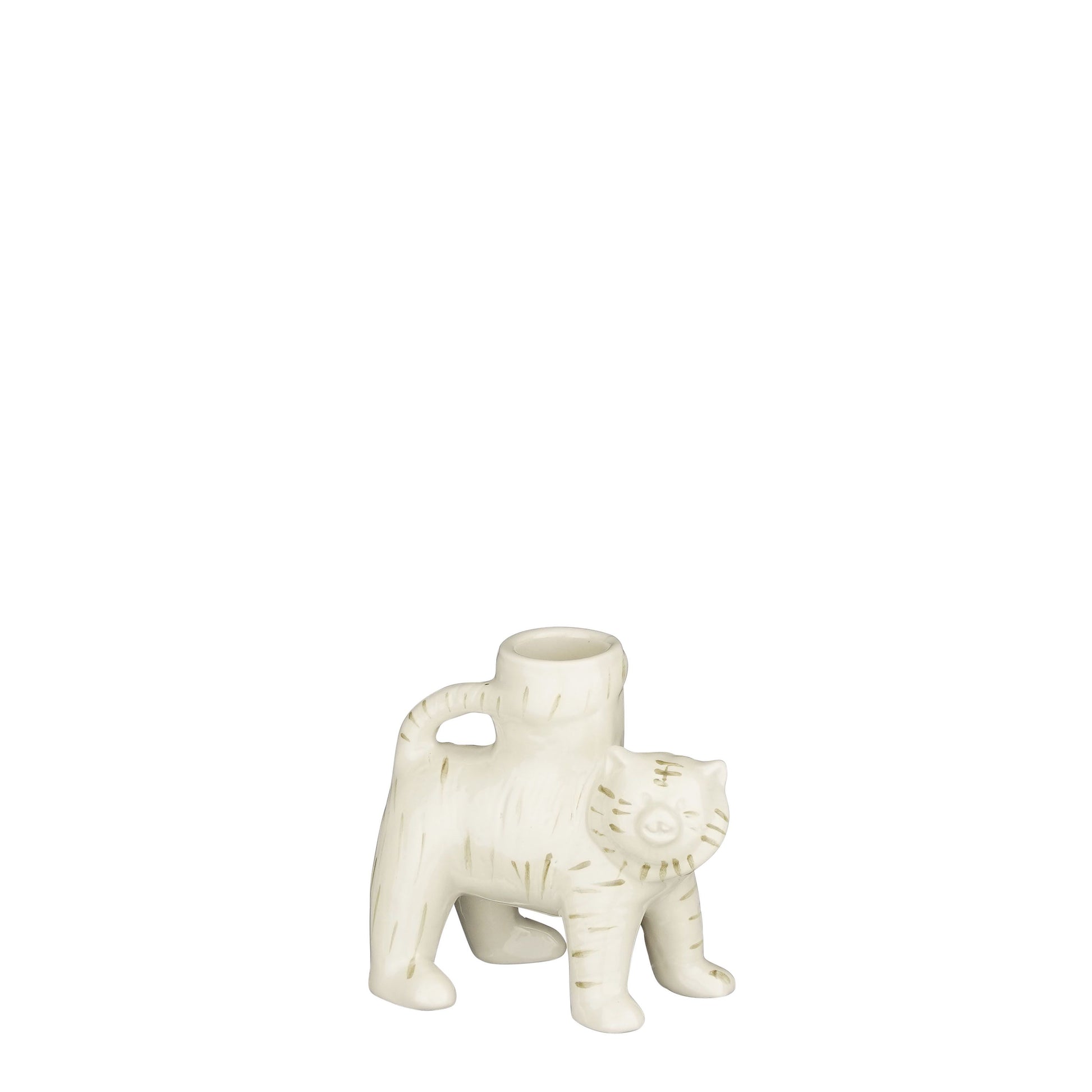 Crème tijger kandelaar keramiek – Mica Decorations 10 cm
