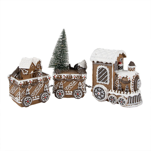 Gingerbread kersttrein Clayre & Eef – LED verlichting – 30x8x16 cm