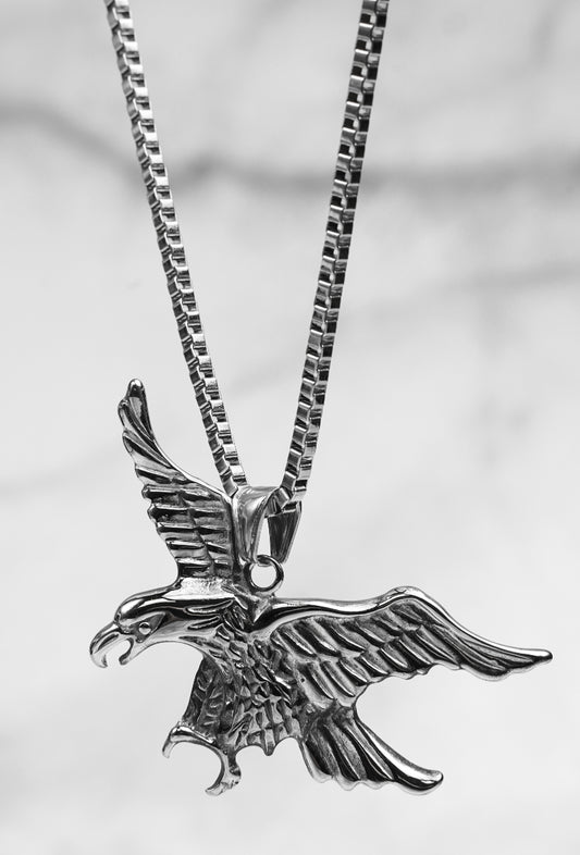 Unisex zilverkleurige ketting met hanger van adelaar – stainless steel