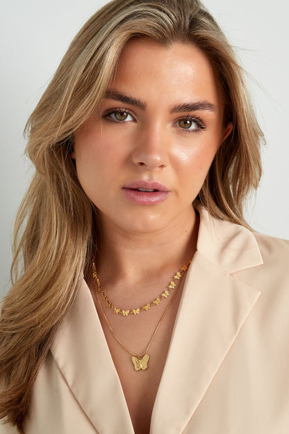 Goldene Doppelkette mit Schmetterlingen – 40+5 cm