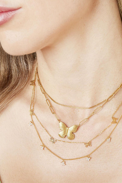 Goldkette mit 5 Schmetterlingen – Edelstahl 37+5 cm