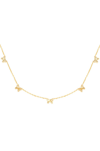 Goldkette mit 5 Schmetterlingen – Edelstahl 37+5 cm