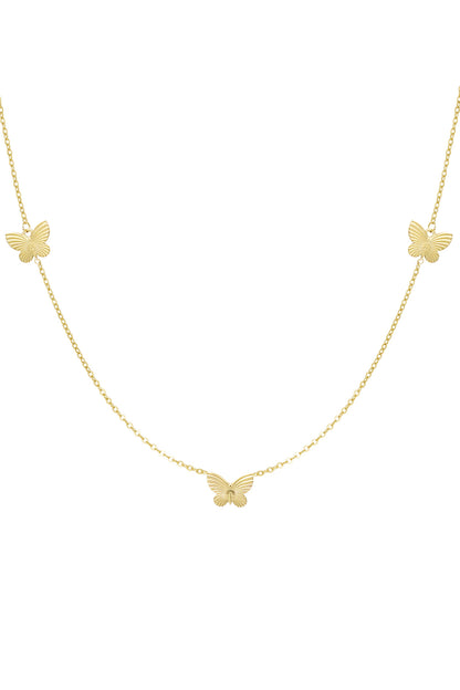 Lange Goldkette mit Schmetterlingen – Edelstahl