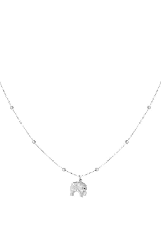 Zilverkleurige ketting van stainless steel met olifantenhanger – 40+5 cm