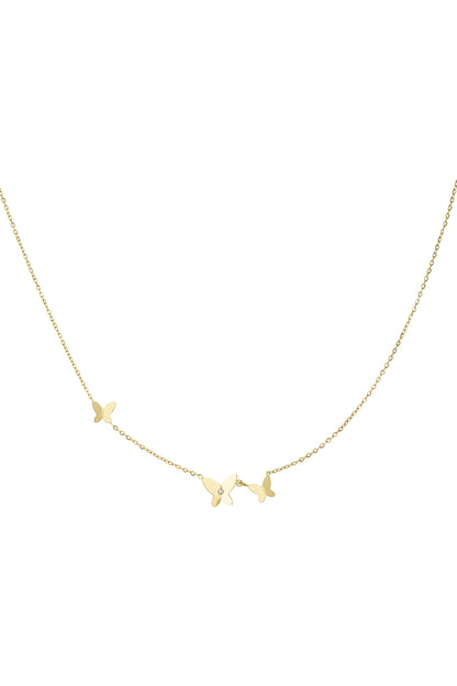 Goldkette mit 3 Schmetterlingen – 39+5 cm 