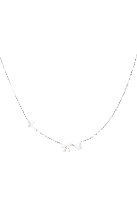 Zilveren stainless steel ketting met drie vlinders – 39+5 cm