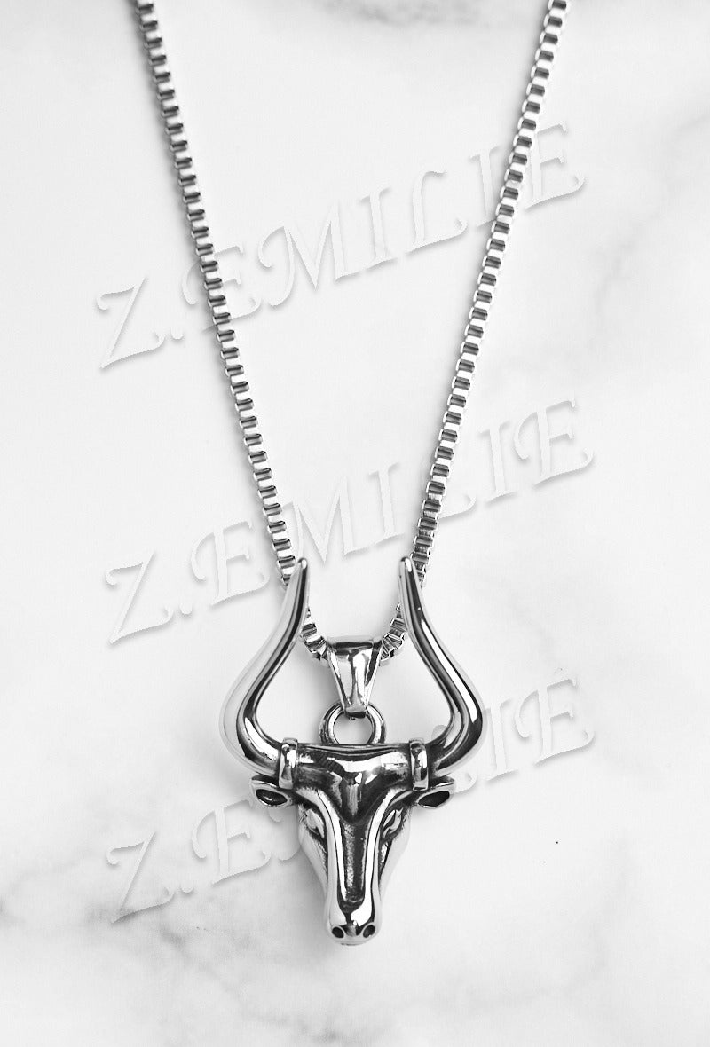 Unisex Ketting Stierenkop – Stainless Steel, 30 cm