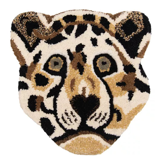 Tijgerkop kleed 35x35 cm – decoratief mini-vloerkleed Clayre & Eef