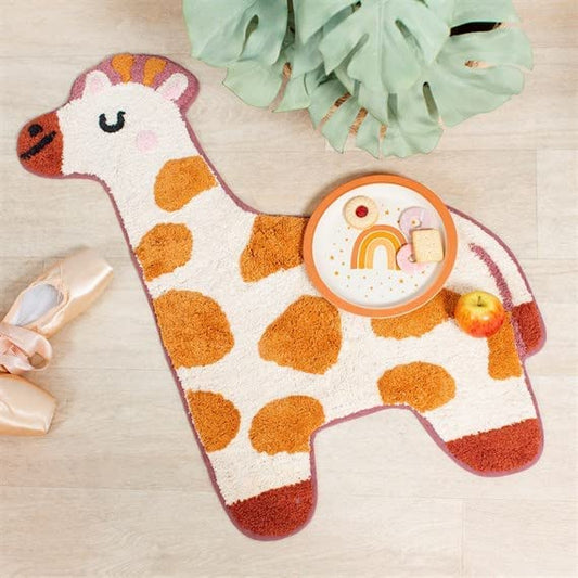 Knuffelzacht giraffenvloerkleedje van katoen voor kinderkamer – 57×80 cm