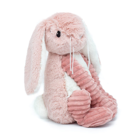 Roze knuffel konijn van Les Déglingos met lange oren
