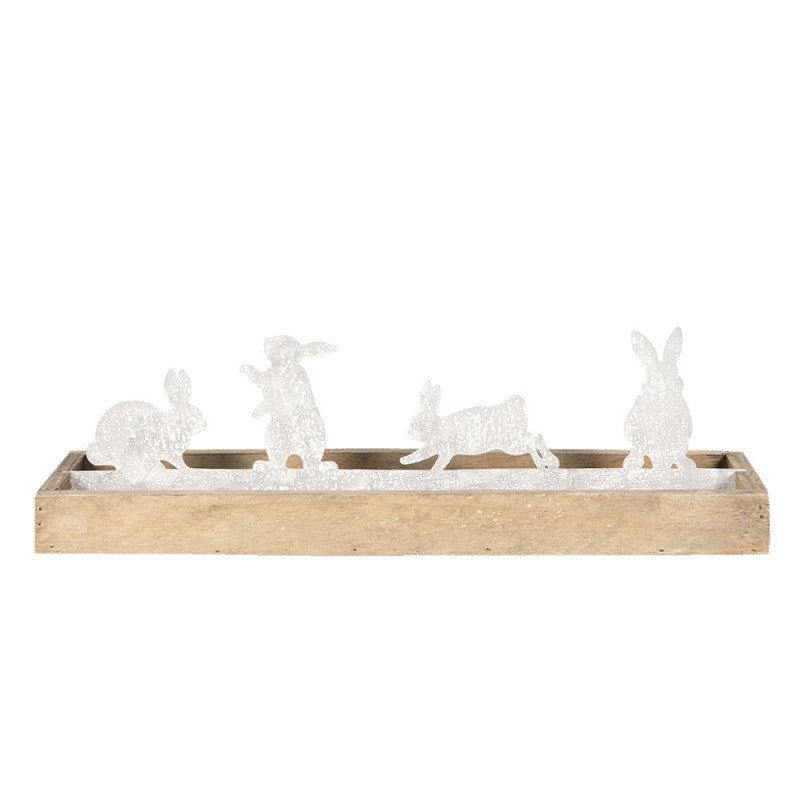 Houten frame met metalen konijnen decoratie Krokomingo
