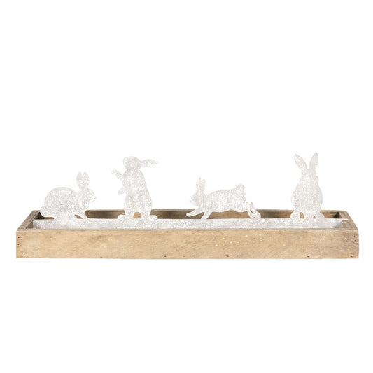 Houten frame met metalen konijnen decoratie Krokomingo