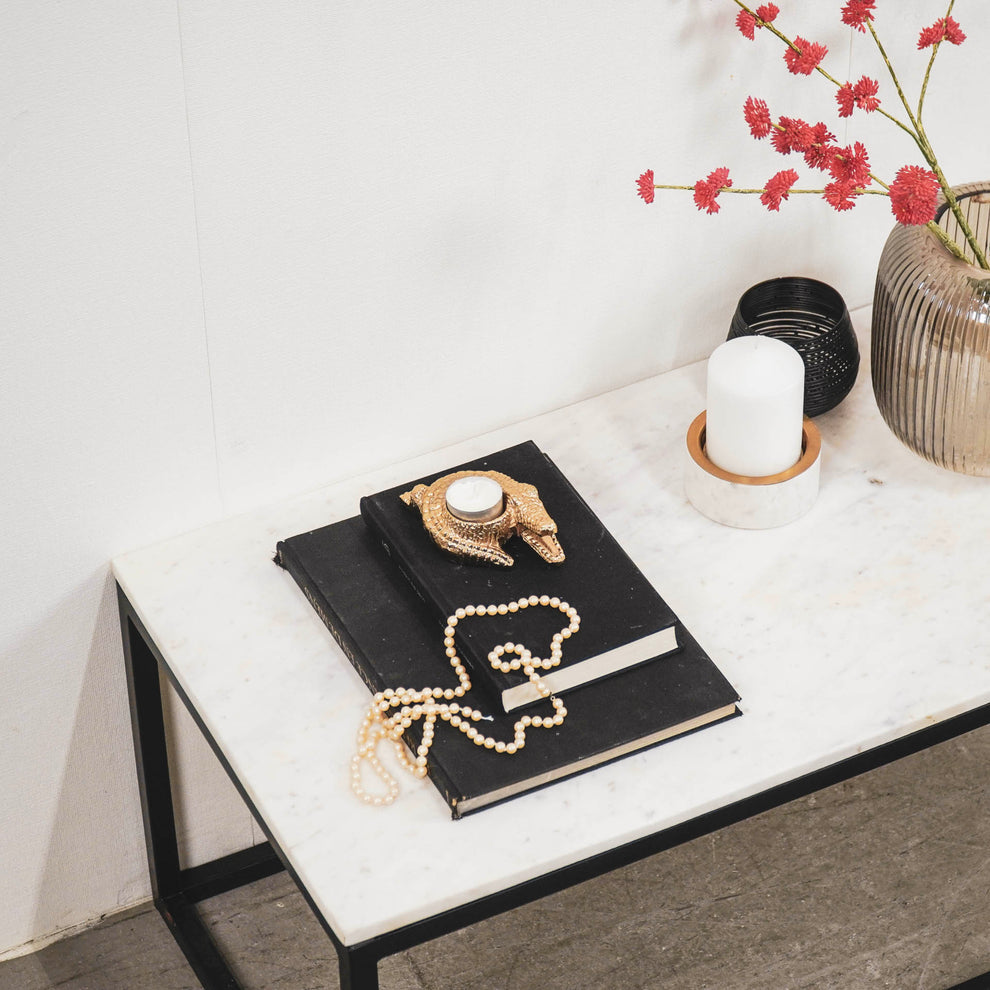 Theelichthouder Krokodil Goud – Sfeervol Aluminium Design