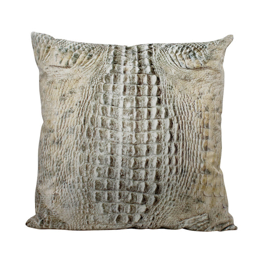 Fluwelen sierkussen met witte krokodillenprint, 45x45 cm