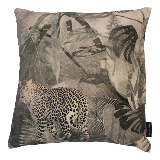 Fluwelen panter jungle kussen – tropisch sierkussen 45x45 cm
