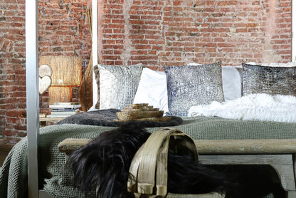 Crocodile Print Cushion – Soft Brown Velvet