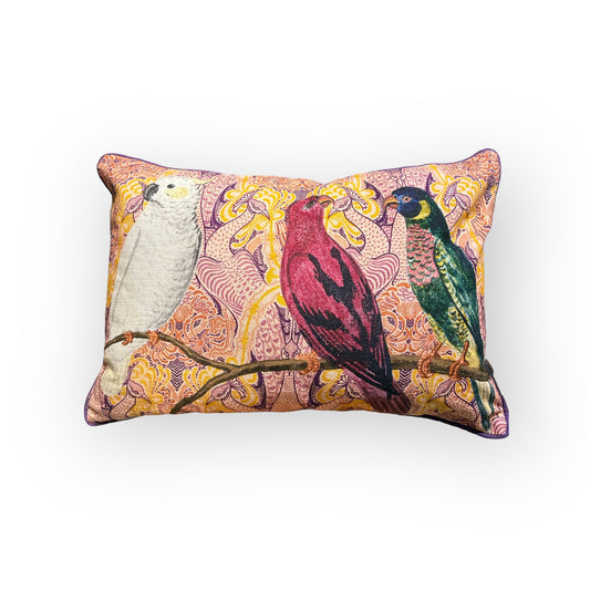 Kussen met drie vogels op een tak – Kersten – 60x40 cm – kleurrijke print