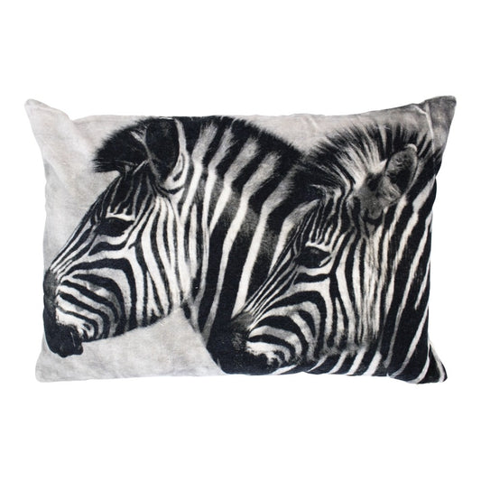 Groot zwart-wit sierkussen met twee zebra’s – 40x60 cm