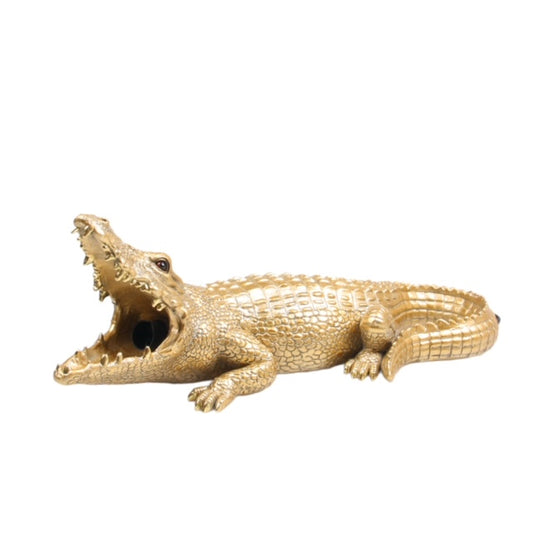 Gouden krokodil lamp SID Collection – designlamp met lichtbron in bek (47,5 cm)