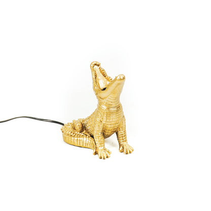 Golden Table Lamp Crocodile